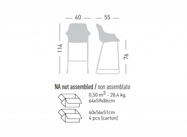 Кресло пластиковое барное More ST 76 600х550х1140 мм