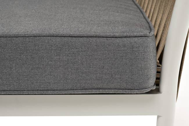 "Касабланка" диван 2-местный плетеный из роупа, каркас алюминий светло-серый (RAL7035) муар, роуп серо-коричневый 23мм, ткань серая 017 "Касабланка" диван 2-местный плетеный из роупа, каркас алюминий светло-серый (RAL7035) муар, роуп серо-коричневый 23мм, ткань серая 017