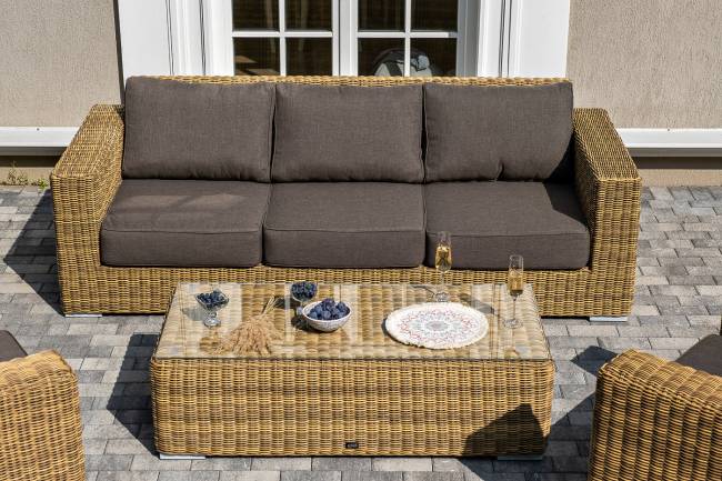 "Боно" лаунж-зона из искусственного ротанга, цвет соломенный