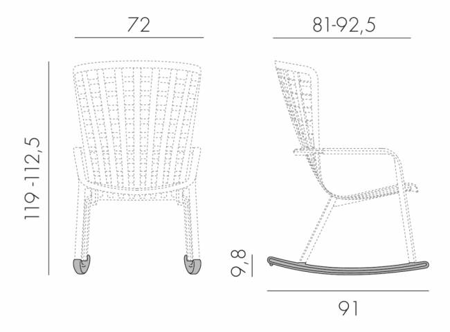Кресло-качалка пластиковое с подушкой Folio агава, голубой 720х810-925х1190-1125 мм