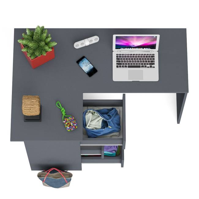 Угловой компьютерный стол Мори МС-16 левый цвет графит Угловой компьютерный стол Мори МС-16 левый цвет графит