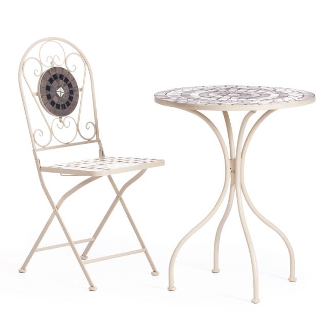 Стол Secret de Maison Ромео/Romeo  металл, 60х72см, белый/плитка "калейдоскоп" белый/плитка "калейдоскоп" металл