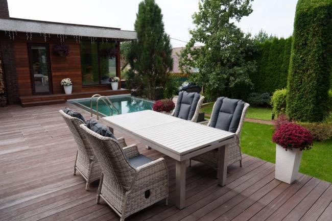 Набор мебели: стол ГАРДА + 6 кресел БЕРГАМО, серый