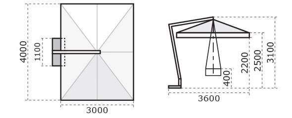 Зонт профессиональный 3х4 м Palladio Braccio имитация ироко, терракотовый 3000х4000 мм Зонт профессиональный 3х4 м Palladio Braccio имитация ироко, терракотовый 3000х4000 мм