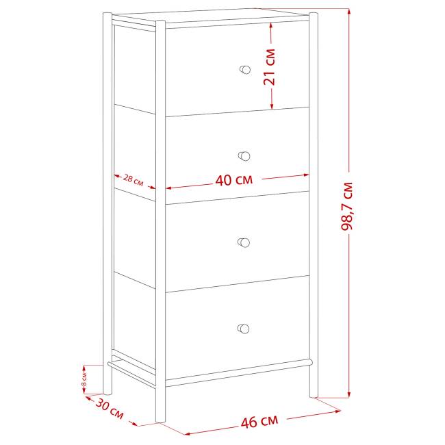 Комод Leset Хайди 4 ящика Белый Белый