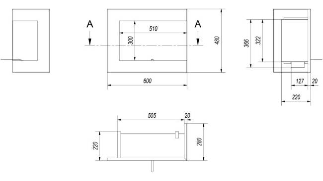 Биокамин Kratki DELTA/P/600 угловой, TUV