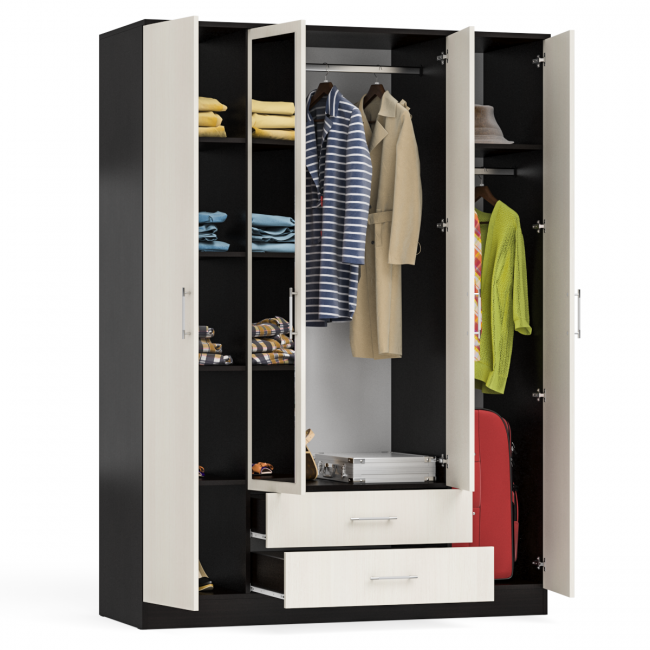 Шкаф 4-х створчатый Фиеста цвет венге/дуб лоредо