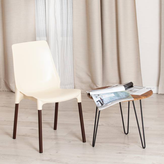 Стул Джениус/Genius (мод. 75) пластик/металл, 46x56x84cм, бежевый/опоры коричневые (Комплект из 4 шт.) бежевый металл/пластик Стул Джениус/Genius (мод. 75) пластик/металл, 46x56x84cм, бежевый/опоры коричневые (Комплект из 4 шт.) бежевый металл/пластик