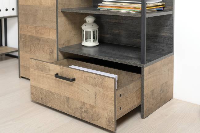 Стенка в гостиную Трувор № 54 с тумбой с подсветкой цвет дуб гранж песочный/интра