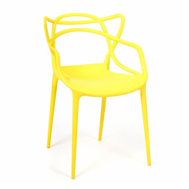 Стул Cat Chair (mod. 028) пластик, 54,5*56*84см, желтый, 037 (Комплект из 2 шт.) желтый пластик