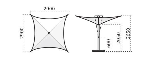 Зонт-парусник 2.9х2.9 м Vela Titanium титан, серо-коричневый 2900х2900 мм