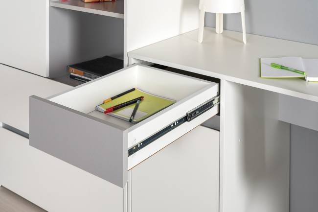 Письменные столы со стеллажами для двоих детей Торонто цвет белый шагрень/стальной серый Письменные столы со стеллажами для двоих детей Торонто цвет белый шагрень/стальной серый