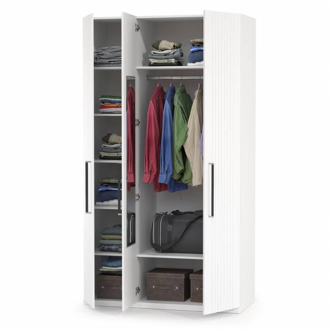 Шкаф комбинированный 3-х дверный Валенсия 13.12 цвет белый шагрень есть зеркало внутри