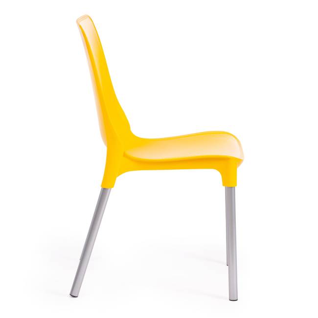 Стул Джениус/Genius (мод. 75) пластик/металл, 46x56x84cм, желтый/опоры хром (Комплект из 4 шт.) желтый металл/пластик Стул Джениус/Genius (мод. 75) пластик/металл, 46x56x84cм, желтый/опоры хром (Комплект из 4 шт.) желтый металл/пластик