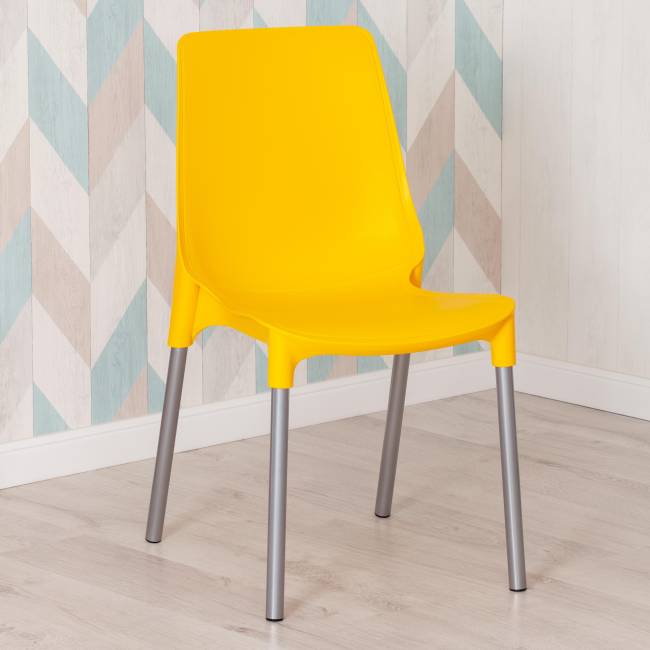 Стул Джениус/Genius (мод. 75) пластик/металл, 46x56x84cм, желтый/опоры хром (Комплект из 4 шт.) желтый металл/пластик Стул Джениус/Genius (мод. 75) пластик/металл, 46x56x84cм, желтый/опоры хром (Комплект из 4 шт.) желтый металл/пластик