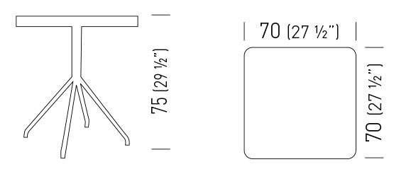 Cтол обеденный керамогранитный Lol Gres Porcelain 700х700х750 мм
