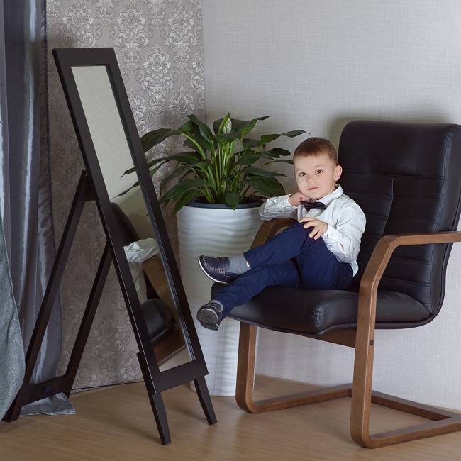 Зеркало напольное BeautyStyle 1 черный 130 см х 35 см