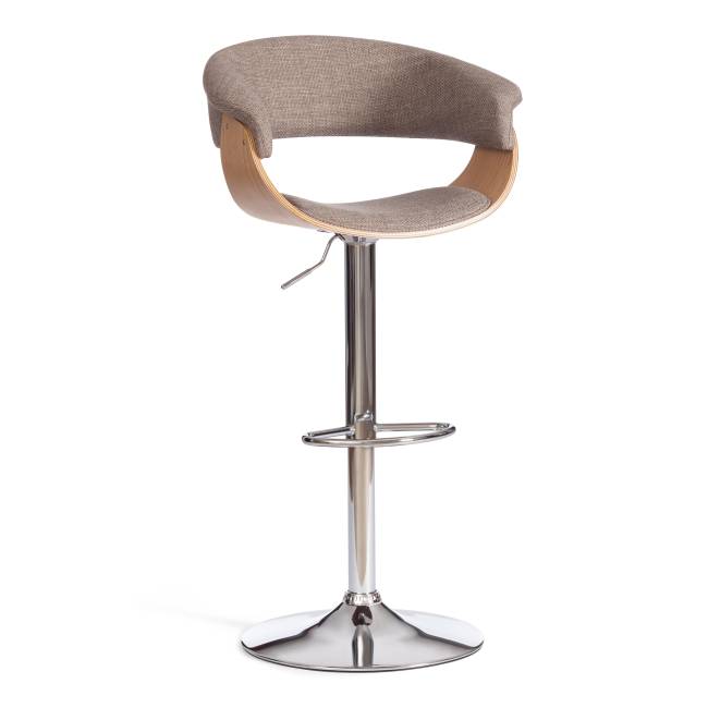 Барный стул VIMTA (mod.4021S) металл/дерево/ткань, 60х51х91,5-112,5 см, выс. сид. 61,5-82,5 см, бежевый/натур./хром, Aimcasa 5 береза, серый металл/дерево/ткань