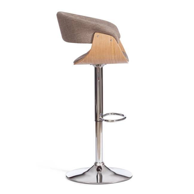 Барный стул VIMTA (mod.4021S) металл/дерево/ткань, 60х51х91,5-112,5 см, выс. сид. 61,5-82,5 см, бежевый/натур./хром, Aimcasa 5 береза, серый металл/дерево/ткань