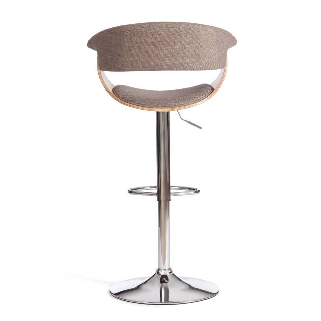 Барный стул VIMTA (mod.4021S) металл/дерево/ткань, 60х51х91,5-112,5 см, выс. сид. 61,5-82,5 см, бежевый/натур./хром, Aimcasa 5 береза, серый металл/дерево/ткань