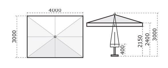 Зонт профессиональный 3х4 м Napoli Standard антрацит 3000х4000 мм Зонт профессиональный 3х4 м Napoli Standard антрацит 3000х4000 мм