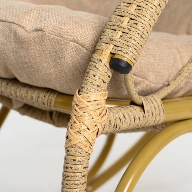 Кресло качалка с подножкой из искусственного ротанга, бамбук, разборное