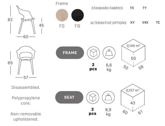 Кресло с обивкой Natural Lady B Pop отбеленный бук, красный 570х600х820 мм