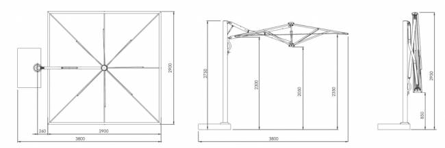 Зонт профессиональный 2.9х2.9 м Astro Starwhite белый, серо-коричневый 2900х2900 мм Зонт профессиональный 2.9х2.9 м Astro Starwhite белый, серо-коричневый 2900х2900 мм