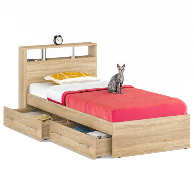 Кровать с ящиками Камелия 900 цвет дуб сонома Кровать с ящиками Камелия 900 цвет дуб сонома