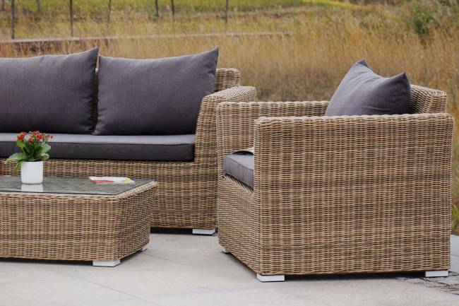 "Капучино Дабл" лаунж-зона из искусственного ротанга, цвет соломенный "Капучино Дабл" лаунж-зона из искусственного ротанга, цвет соломенный