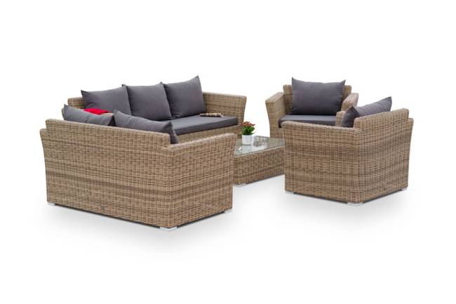 "Капучино Дабл" лаунж-зона из искусственного ротанга, цвет соломенный "Капучино Дабл" лаунж-зона из искусственного ротанга, цвет соломенный