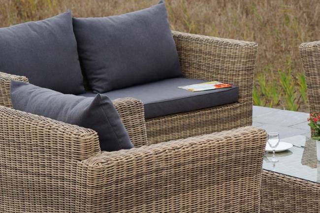 "Капучино Дабл" лаунж-зона из искусственного ротанга, цвет соломенный "Капучино Дабл" лаунж-зона из искусственного ротанга, цвет соломенный