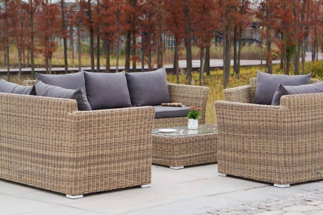 "Капучино Дабл" лаунж-зона из искусственного ротанга, цвет соломенный "Капучино Дабл" лаунж-зона из искусственного ротанга, цвет соломенный