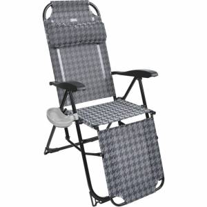 Кресло -шезлонг с полкой КШЗ, серый с рисунком