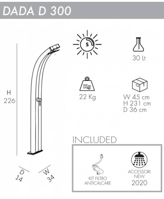 Душ солнечный Dada D 300 140х340х2260 мм