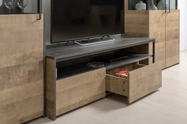 Два стеллажа 13.151.02 в гостиную Трувор и ТВ-тумба цвет дуб гранж песочный/интра