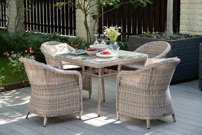 "Фредо" обеденная группа плетеная, цвет бежевый "Фредо" обеденная группа плетеная, цвет бежевый