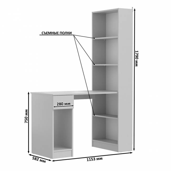 Два письменных стола Лайт 10.01 со шкафом с полками цвет белый гладкий/плэйн Два письменных стола Лайт 10.01 со шкафом с полками цвет белый гладкий/плэйн