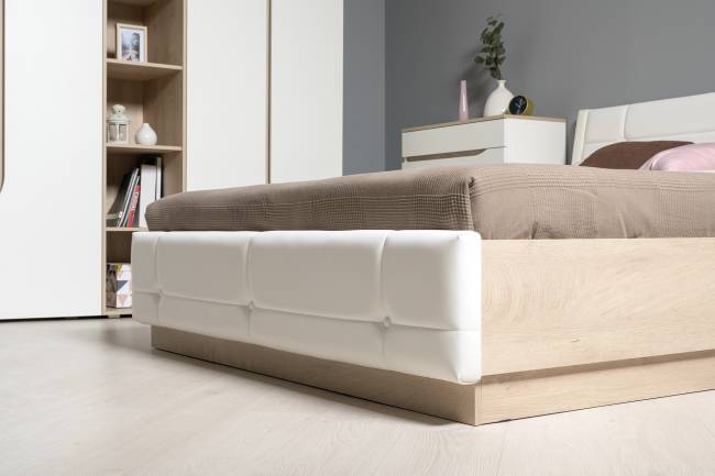 Кровать Муссон с подъёмным ортопедом и стол Бостон с зеркалом цвет белый/дуб эндгрейн элегантный/кожзам белый Кровать Муссон с подъёмным ортопедом и стол Бостон с зеркалом цвет белый/дуб эндгрейн элегантный/кожзам белый