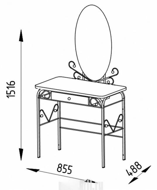 Стол дамский с ящиков ММД 303 Белый / Белый Стол дамский с ящиков ММД 303 Белый / Белый