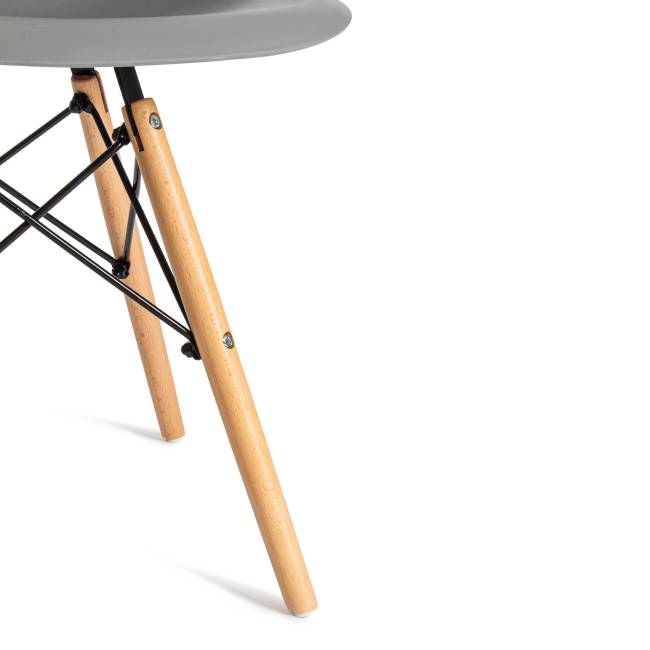 Стул CINDY (EAMES) (mod. 001) дерево бук/металл/сиденье пластик, 51x46x82см, серый/grey (Комплект из 4 шт.) серый/grey дерево бук/металл/сиденье пластик