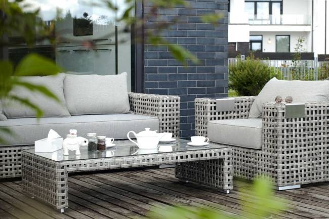 "Тито" журнальный столик из искусственного ротанга, цвет серый