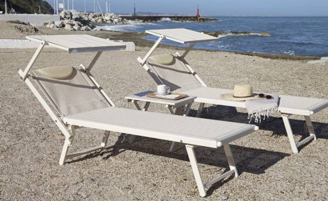 Шезлонг-лежак металлический Smart серебристый 1820х760х400 мм