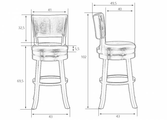 Вращающийся полубарный стул DOBRIN JOHN COUNTER, капучино, кремовый