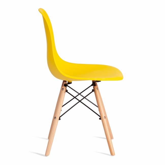 Стул Синди Имс/Cindy Eames (мод.1801) дерево бук/металл/сиденье пластик, 45х51х82см, желтый  (Комплект из 4 шт.) желтый дерево бук/металл/сиденье пластик