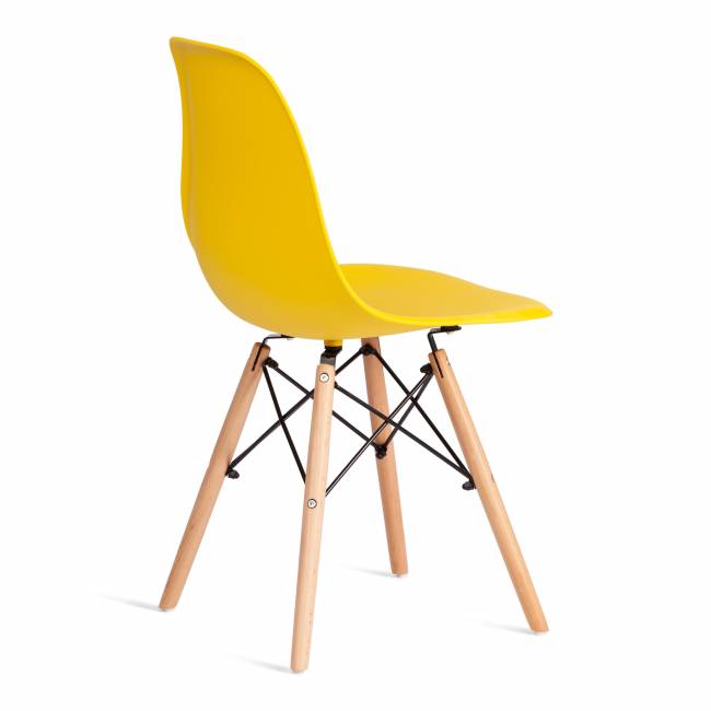 Стул Синди Имс/Cindy Eames (мод.1801) дерево бук/металл/сиденье пластик, 45х51х82см, желтый  (Комплект из 4 шт.) желтый дерево бук/металл/сиденье пластик