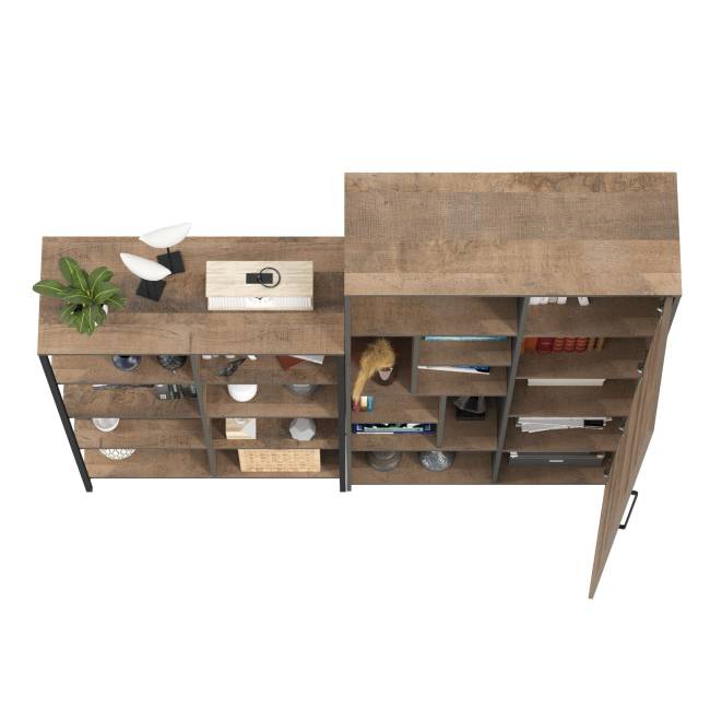 Шкаф-стеллаж со стеллажом Трувор 13.151.02 цвет дуб гранж песочный/интра