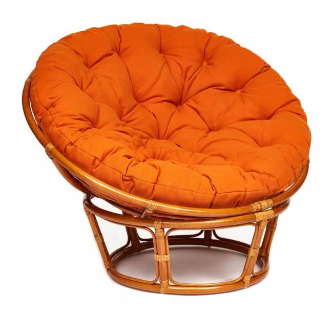 Кресло PAPASAN/ПАПАСАН 23/01 W  /с подушкой/ диаметр подушки 122 см, 115х101х104 см, Cognac (коньяк), ткань Оранжевый, С 23 Кресло PAPASAN/ПАПАСАН 23/01 W  /с подушкой/ диаметр подушки 122 см, 115х101х104 см, Cognac (коньяк), ткань Оранжевый, С 23