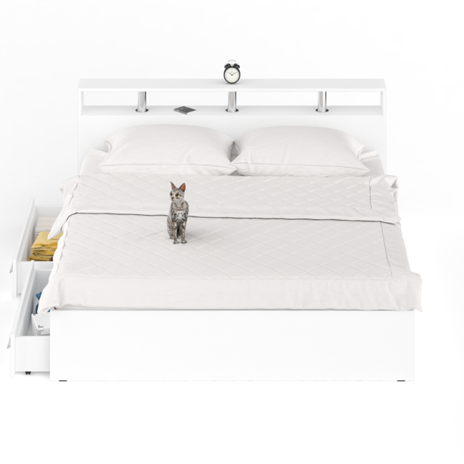 Кровать с ящиками Камелия 1800 цвет белый Кровать с ящиками Камелия 1800 цвет белый