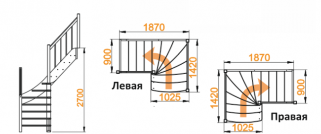 Деревянная лестница ЛС-09м/1 под покраску